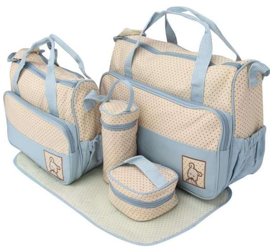 5 In 1 Baby Diaper Bag- Light Blue