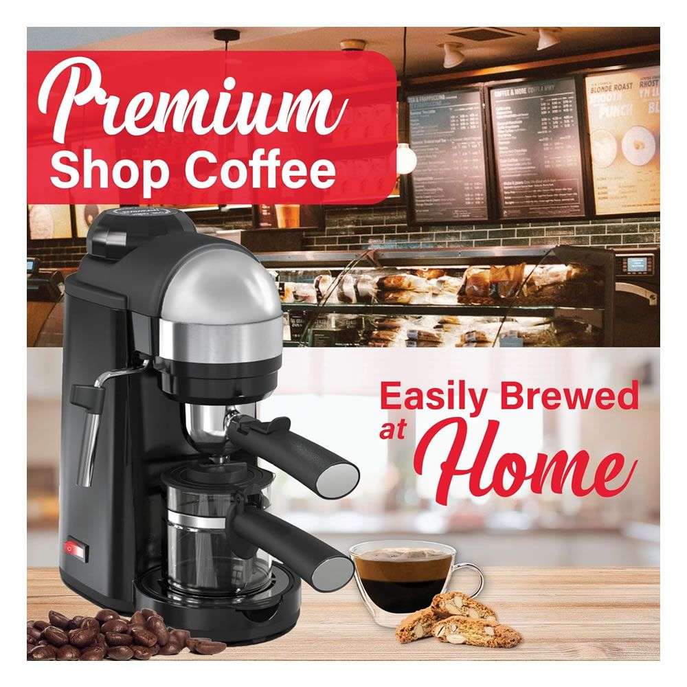 Enzo - Italian 3.5-bar Coffee Maker with Milk Steamer