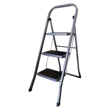 Colombo 3-Step Stable Steel Step Stool  - Stabilo Stainless Steel (PLASTIC FOOT COVERS MISSING)
