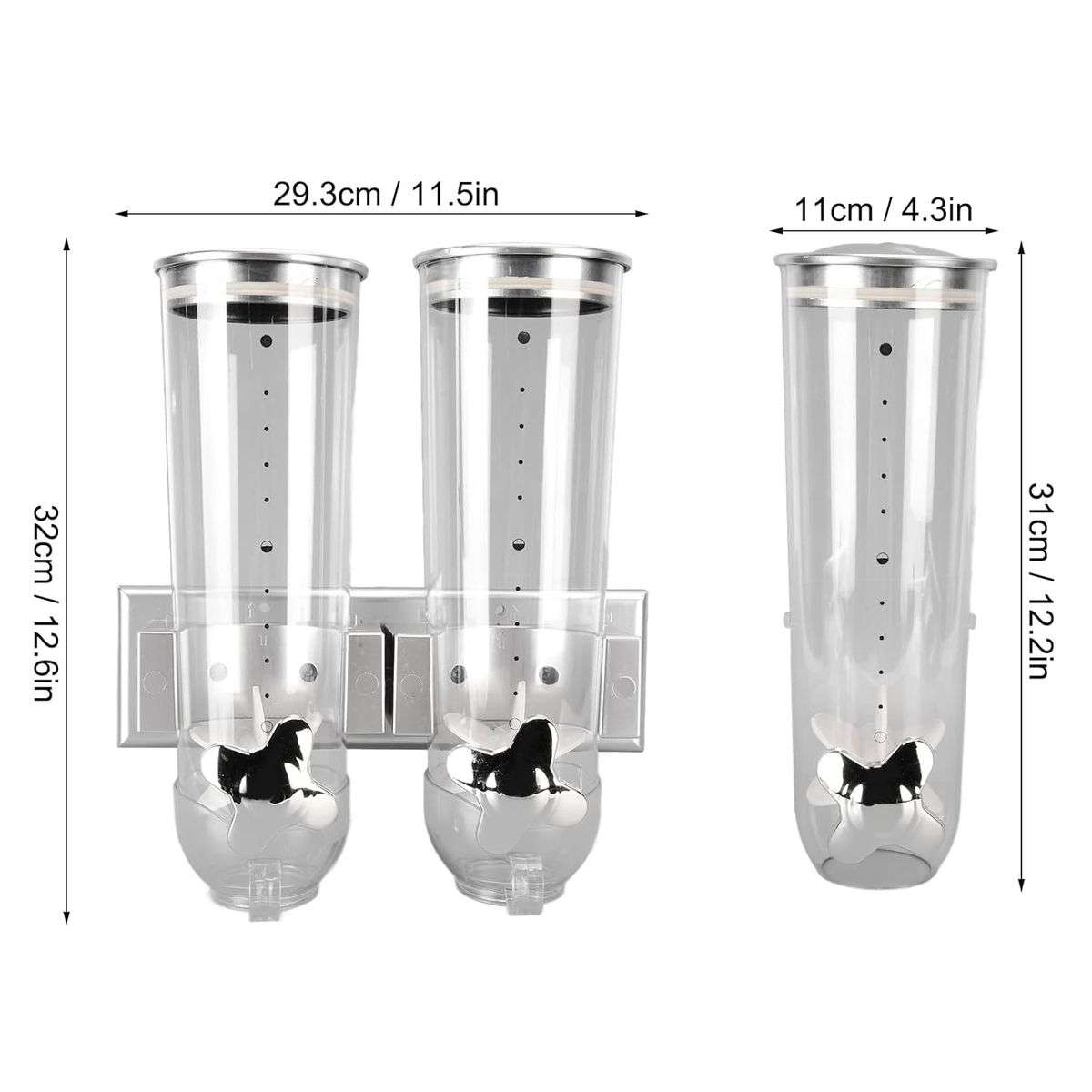 Wall Mounted Black Double Cereal Dispenser