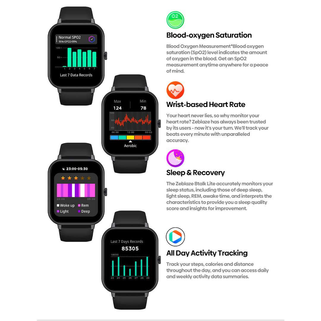 BTALK LITE - IP68 Water Resistant Smart Watch - Black