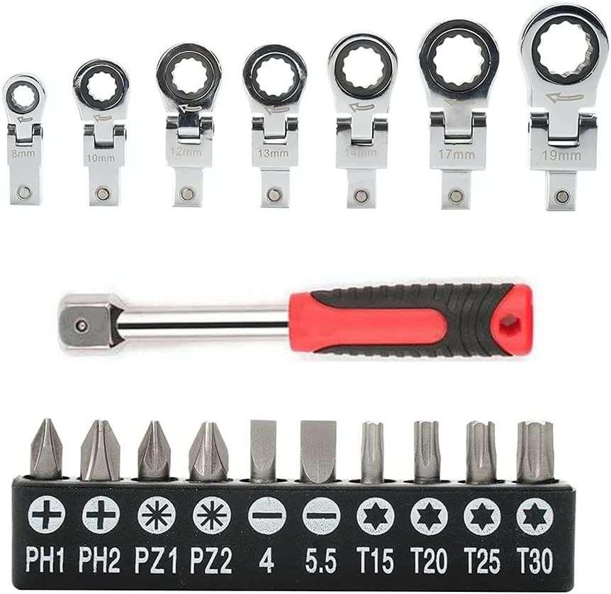 20 Pieces Changeable Flex Ratchet Wrench Set