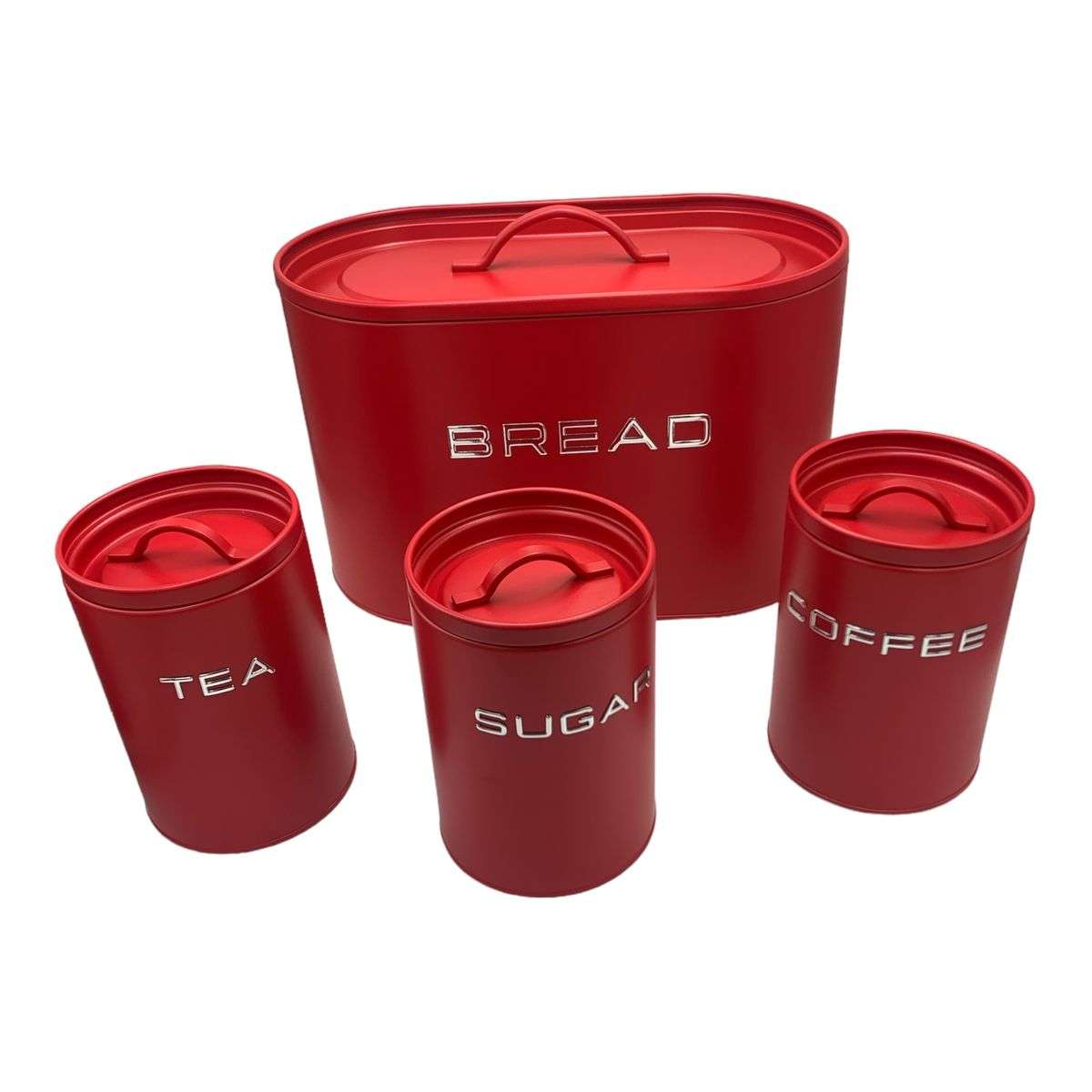 Breadbin and Cannister 4 Piece Set - Red