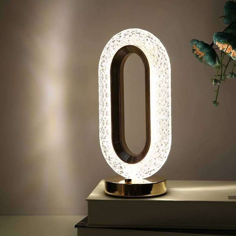 Warm/Cool White Decorative Crystal Oval Table Lamp