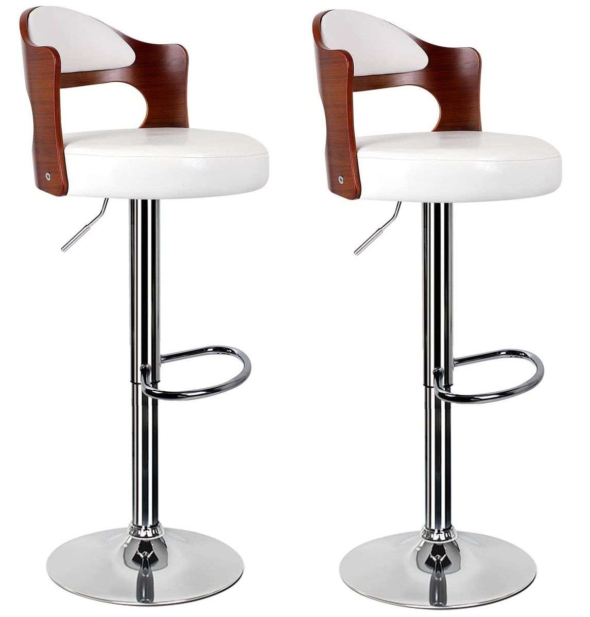 Bar & Kitchen Counter Stools - Set of 2 - Brown & Cream