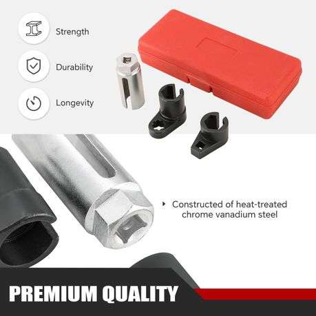 3pc O2 Sensor Socket Set 7/8"&22mm, Cr-V Steel, Automotive O2 Removal Tool