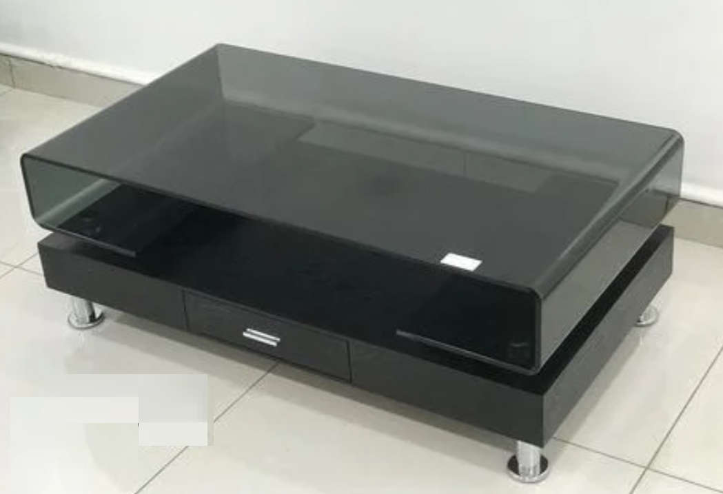 Coffee Tables -Tempered Glass Top -Wooden Base - Black Colour
