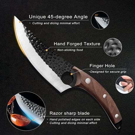 Open Box Pruchef - Sharp Chef Knife with Leather Sheath for Kitchen Home Outdoors