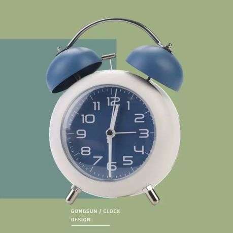 Everyday-use Twin Bell Alarm Clock - Silent Sweep Design - Pink&Blue 2PS