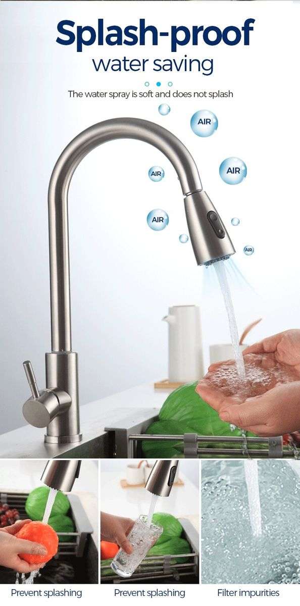 304 Kitchen Pull-out Faucet Retractable Rotating Faucet