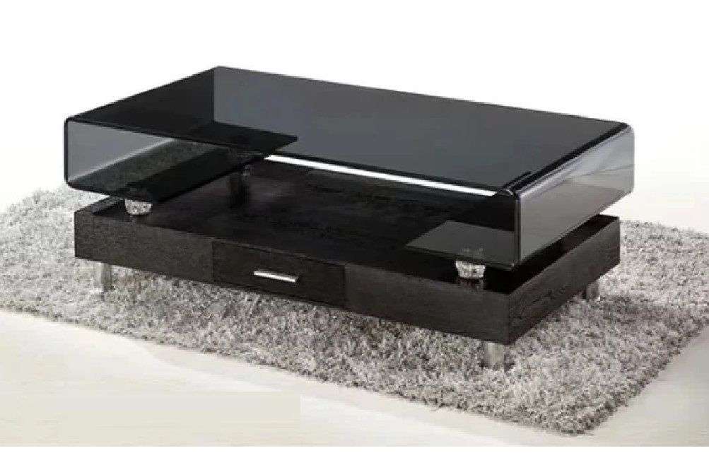 Coffee Tables -Tempered Glass Top -Wooden Base - Black Colour