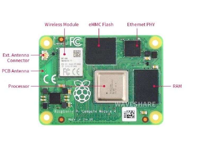 Raspberry-Pi (CM4001000) Compute Module 4 Lite, 1GB RAM, ARM Cortex-A72