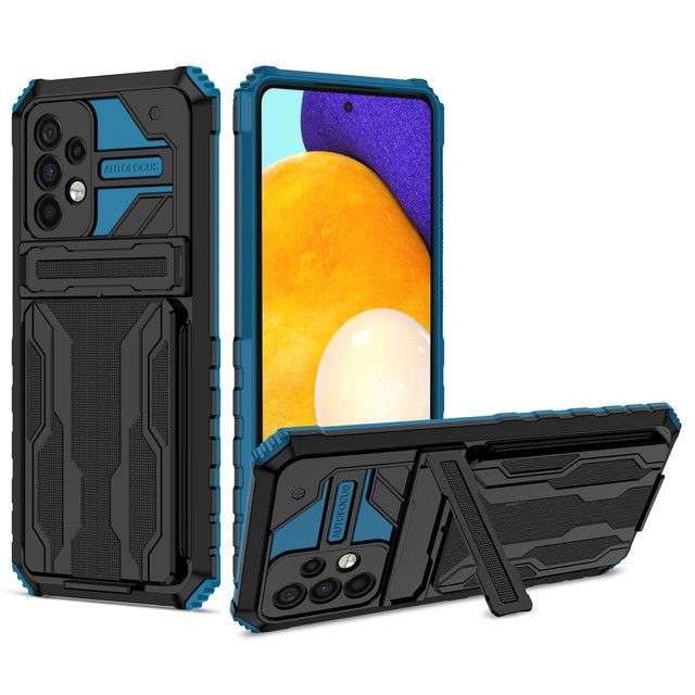 Sliding Hidden Wallet Kickstand Shockproof Heavy Duty Protective Case For Samsung A52