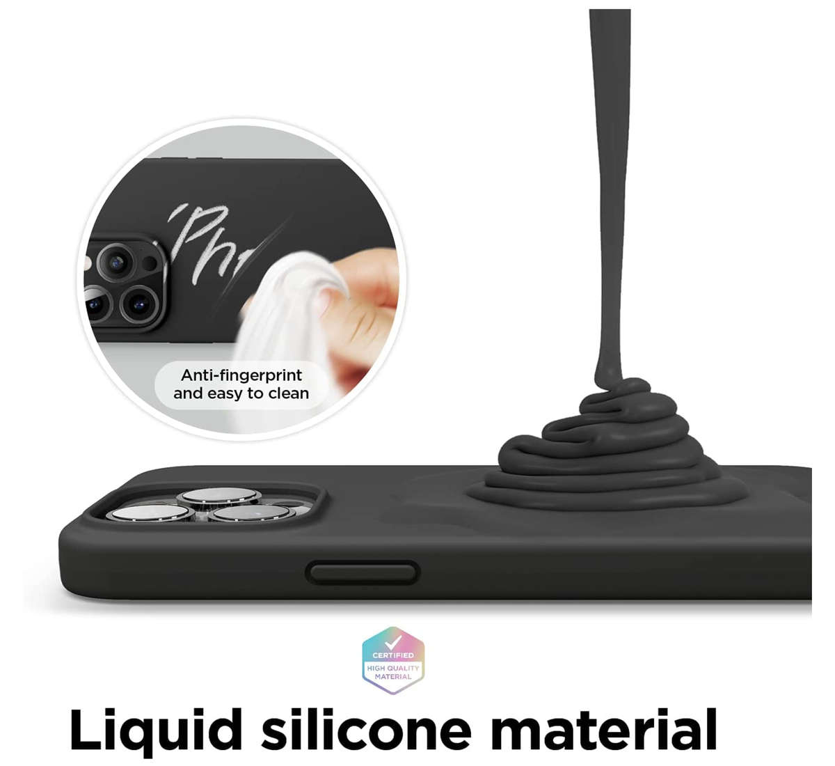 Slim fit Case Cover For Iphone 15/15Pro/15pro Max. Black