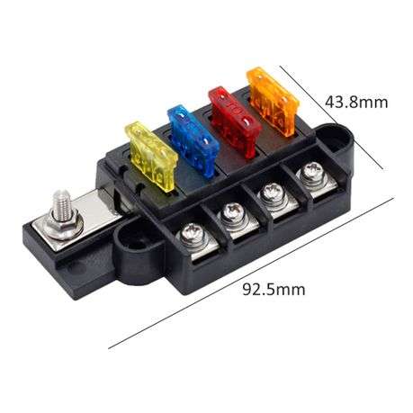 Car 4-Way Blade Fuse Box with Cover DC 32V for Car Boat