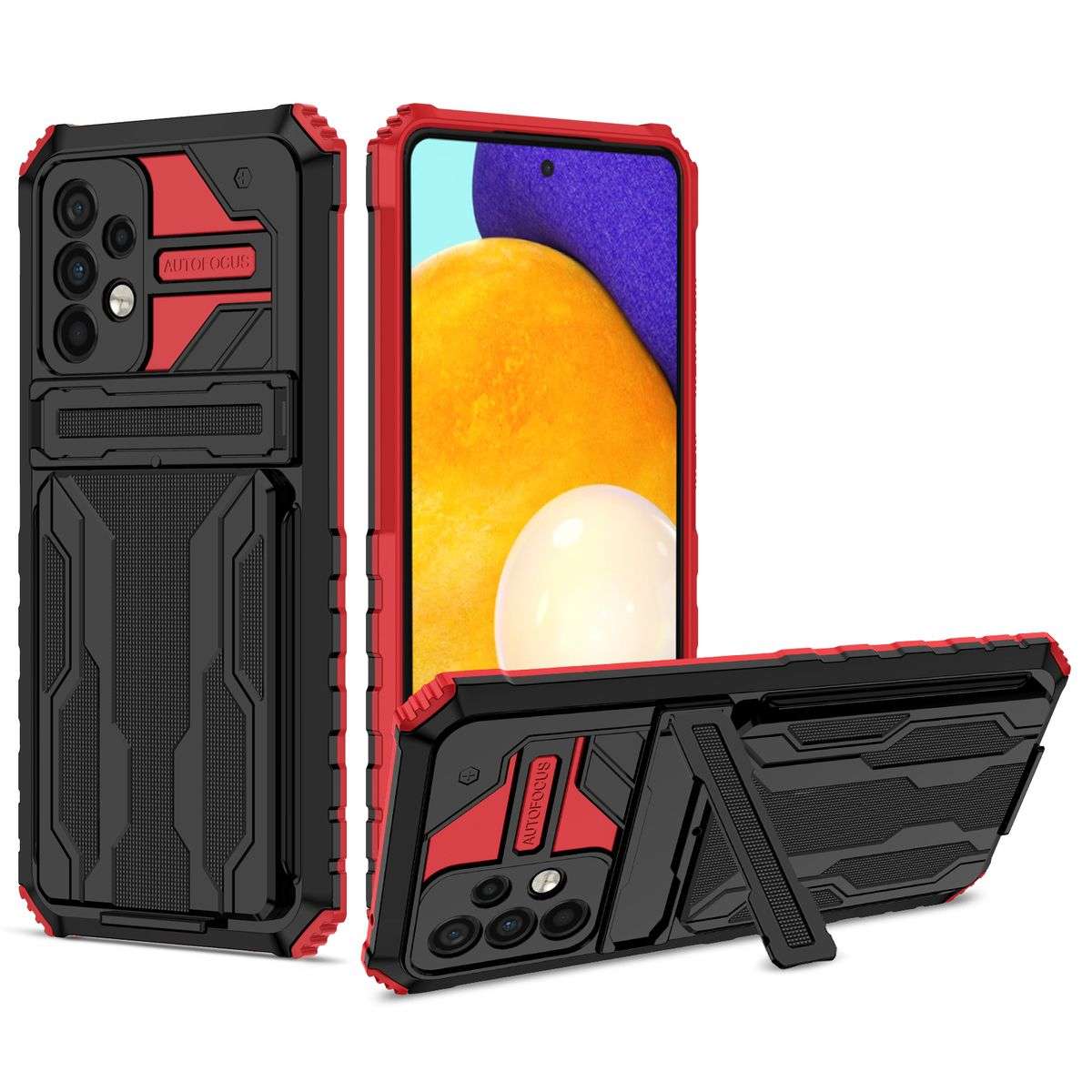 Sliding Hidden Wallet Kickstand Shockproof Heavy Duty Protective Case For Samsung A52
