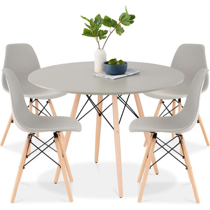 Dining Suites / Sets - Round Dining Table with Four Chairs - Grey Colour