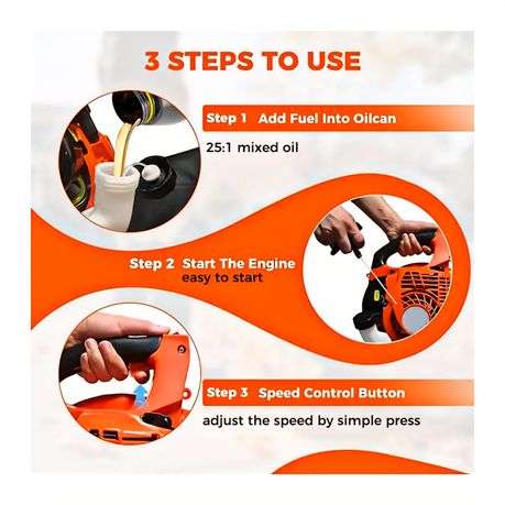 25.4cc 38" 2-Stroke Petrol Power Leaf Blower With Tool & Gloves - 7500Rpm(MINOR DAMAGE)