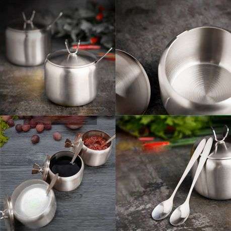 3 Jar Seasoning Condiment Spice Jar and Spoon Set