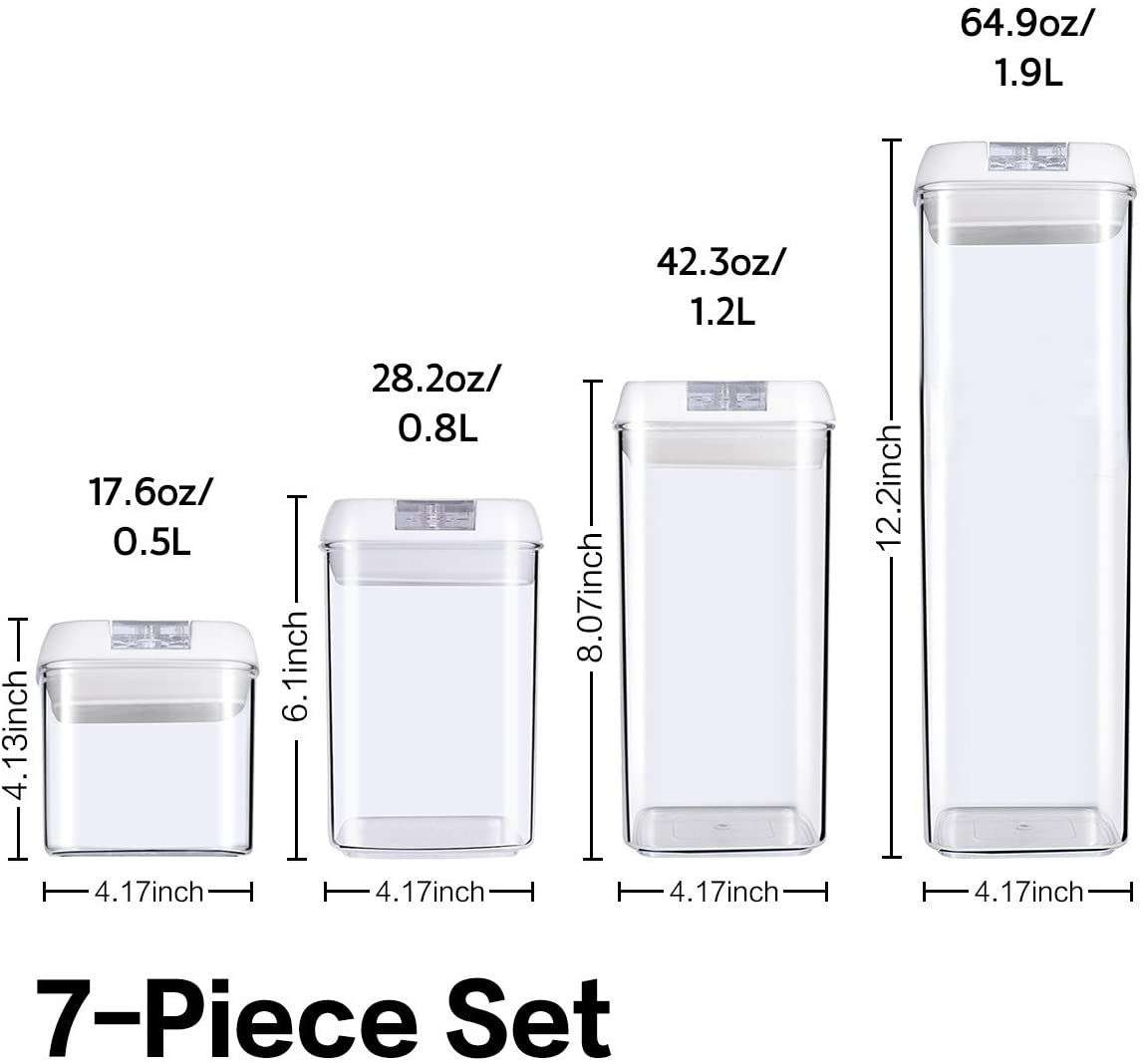 7 Pieces Air Tight Food Storage Containers - White