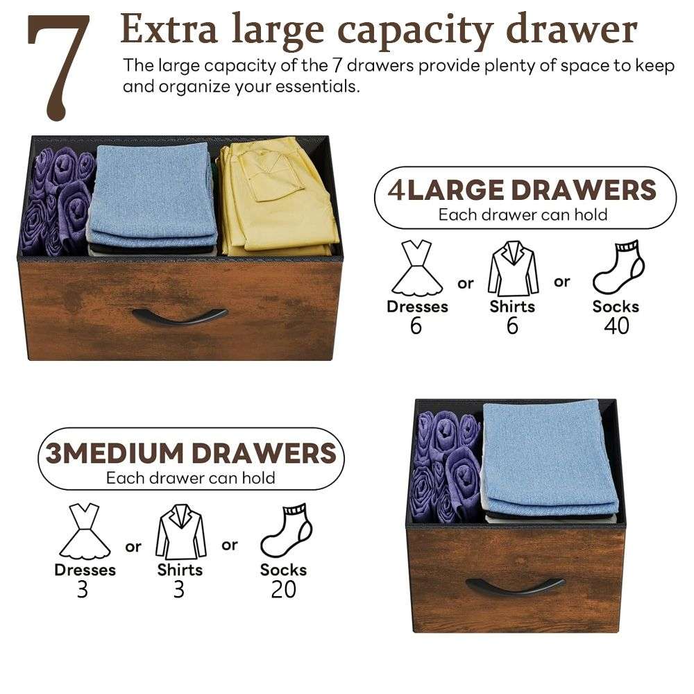 7-Drawer Storage Cabinet - wood grain