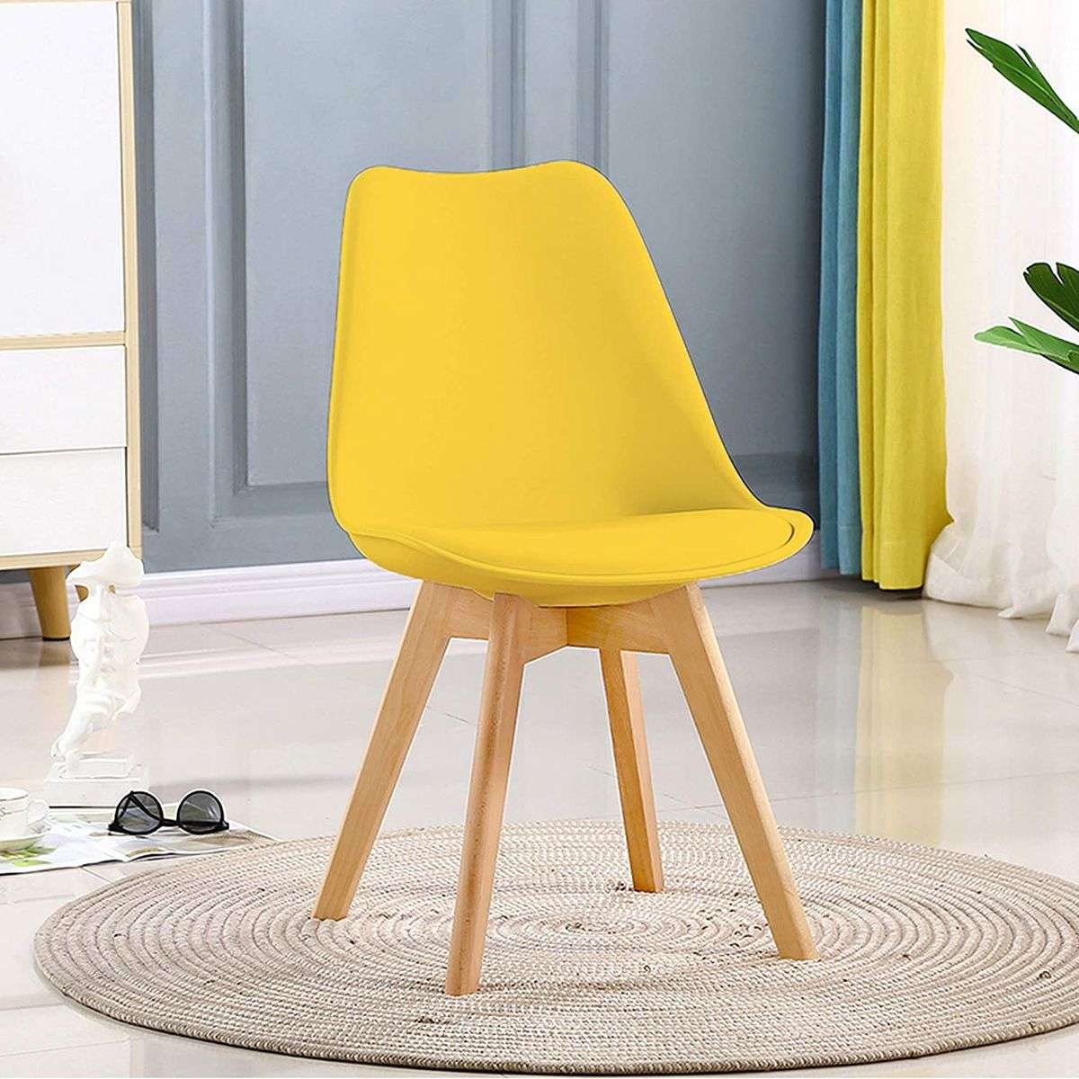 Modern Scandinavian Dining Chair - Yellow- 2 Pack