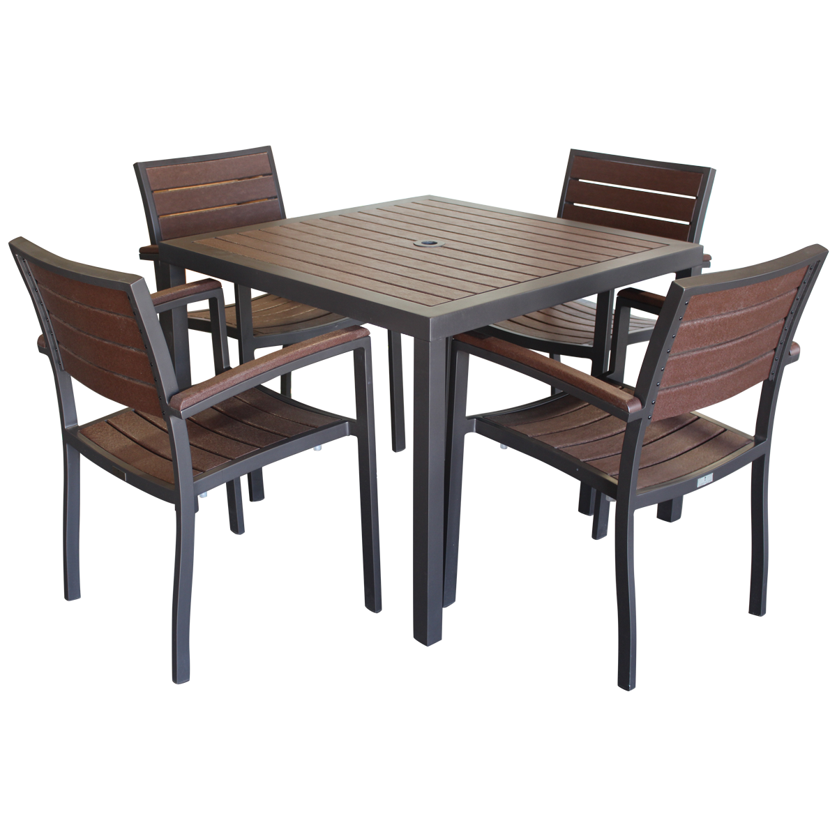 Modern wooden patio table and 4 chairs