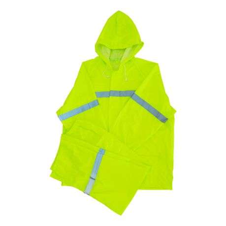 Lime Reflective Two Piece Rubberised Rain Suit - S - Lime Reflective Two Piece Rubberised Rain Su...