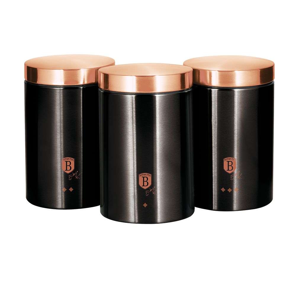 Berlinger Haus - 3 Pieces Passion Collection Canister Set - Black Rose Gold (DISPLAY MODEL)