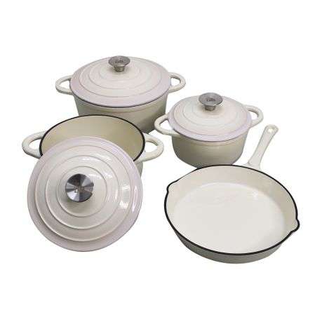 LMA 7 Piece Cast Iron Dutch Oven Cookware Set - Ice cream (PLEASE READ DESCRIPTION)