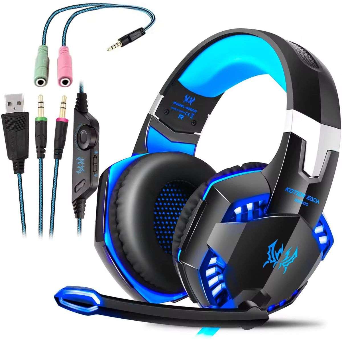 Gaming Headphones With Mic + LED Light- Noise Canceling Pro Headsets - (GC