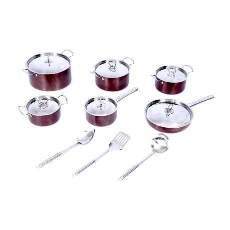 15 Piece Heavy Bottom Stainless Steel Cookware Set - copper