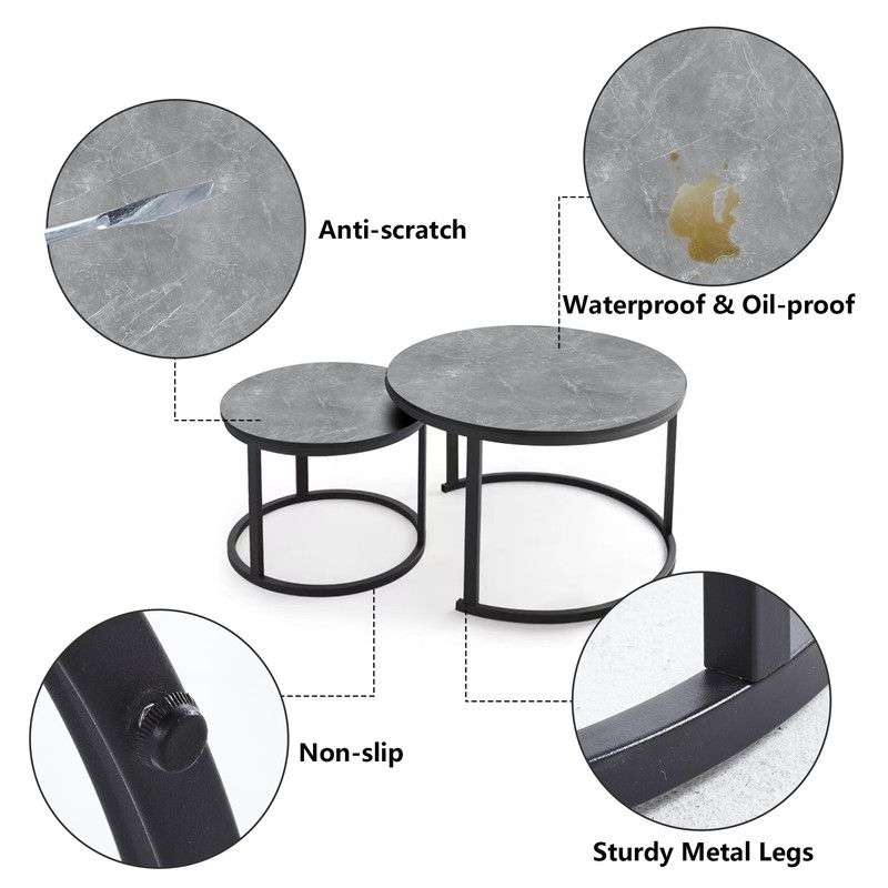 Coffee Table 2in1- Grey marble