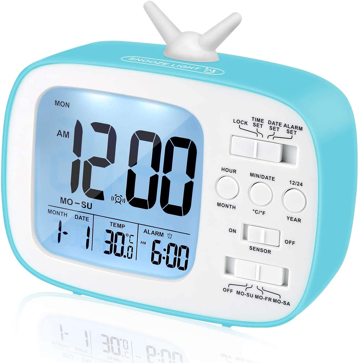 Classy TV Shape Digital Alarm Clock / Temperature & Calendar