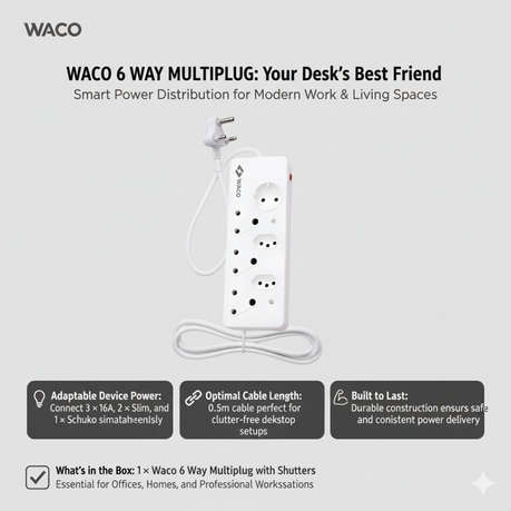 Waco - 6 Way Multiplug with Shutters - Waco - 6 Way Multiplug with Shutters