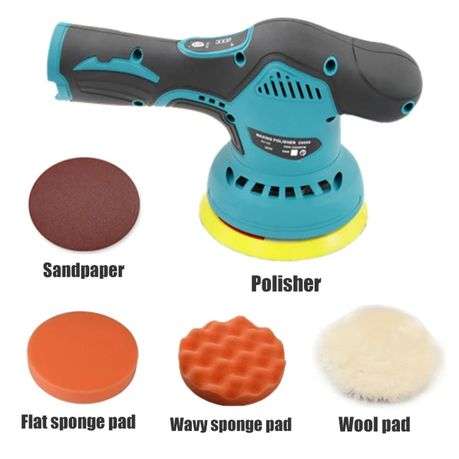 8 Speed Cordless Wax Buff & Polish Machine With 1 Battery, 4 Pads