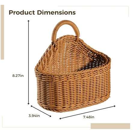 Wall-Hanging Wicker Storage Baskets Set of 2