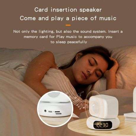 Bluetooth Speaker Alarm Clock with MP3 Player and Night Light Feature.
