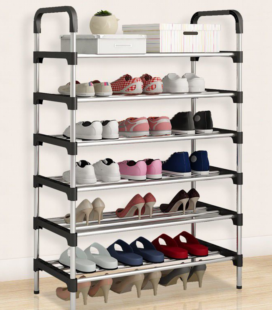 6 Layer Shoe Storage Organizer Rack - Black