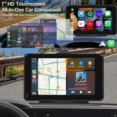 7-Inch Wireless Car Display with CarPlay, Android Auto & Bluetooth