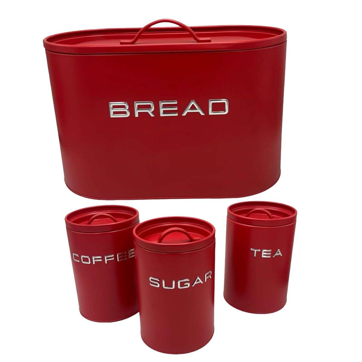Breadbin and Cannister 4 Piece Set - Red