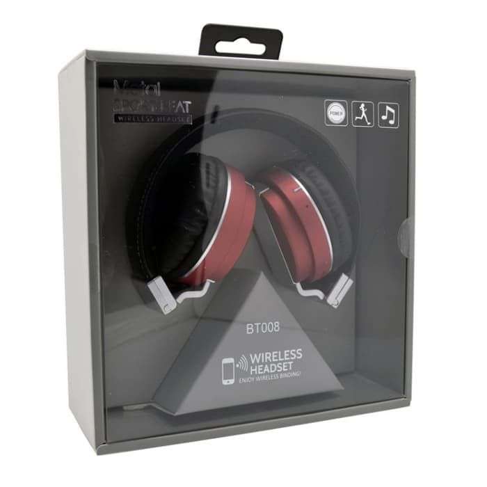 Bluetooth Wireless Stereo Headphones Foldable with Mic Red