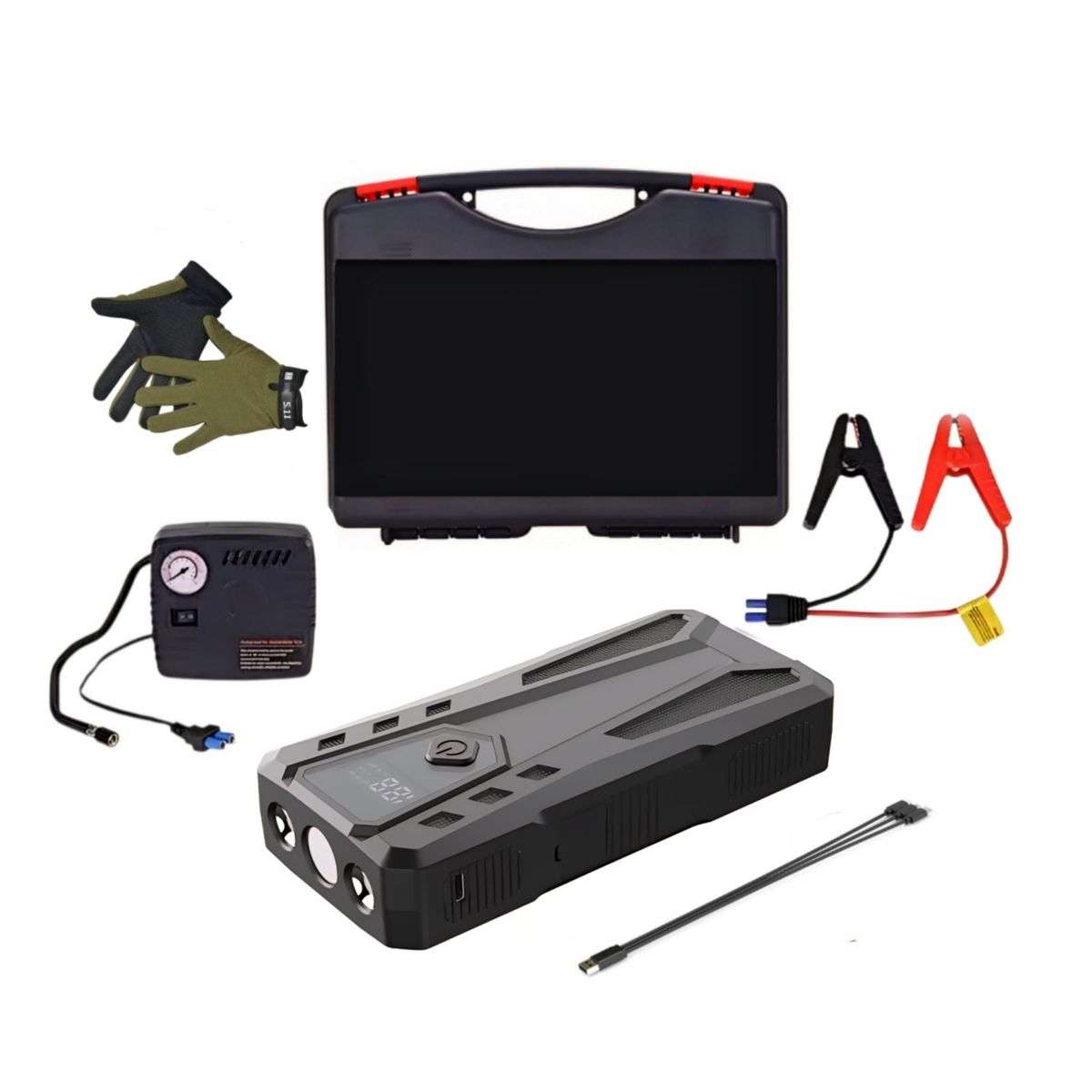 20000Mah 1000A Portable Jump Starter With 12V Air Pump, Carry Case & Gloves(PUMP SWITCH DEFECTIVE)