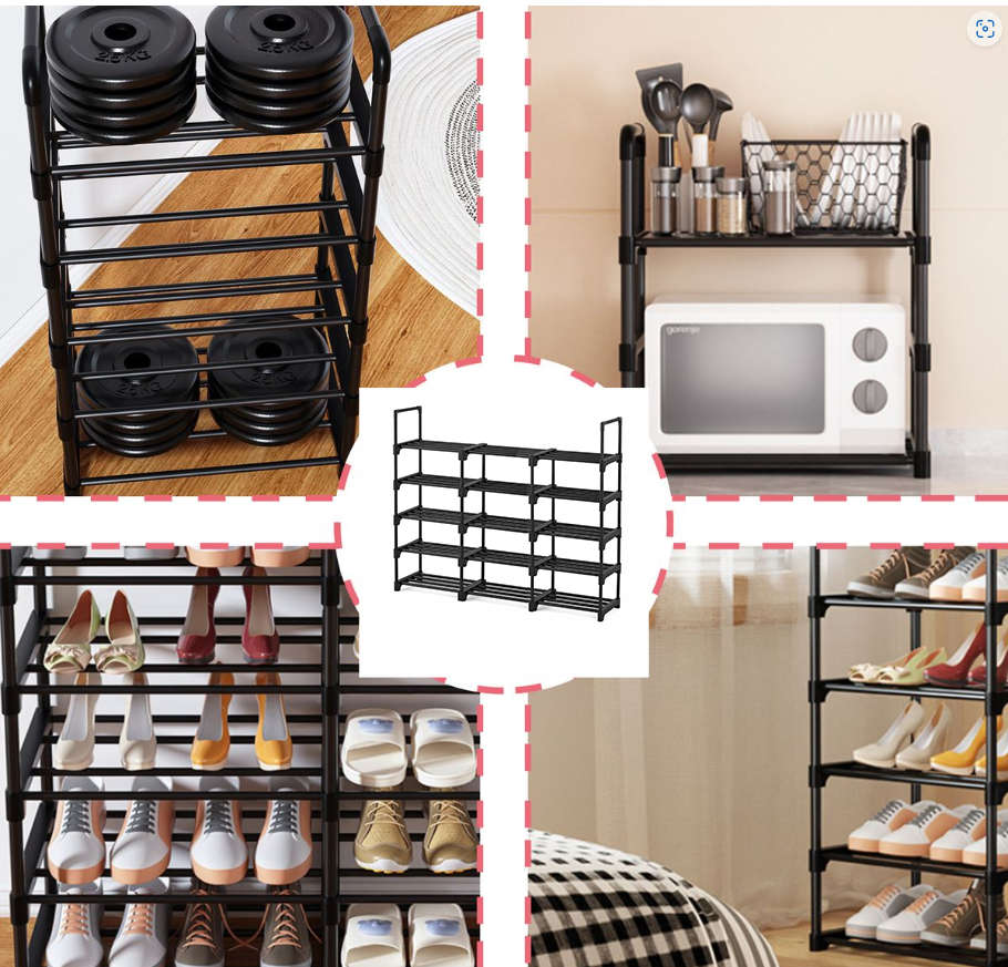 5 Layers Shoe Rack, Adjustable Metal  Structure Shoe Storage Organizer