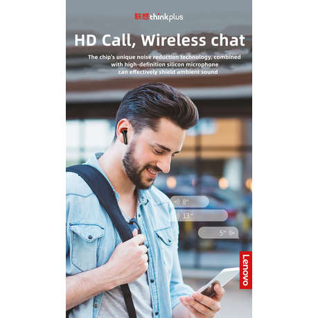 LENOVO - Thinkplus -XT93 - Wireless Stereo Earbuds With Dual HD Mic - Black