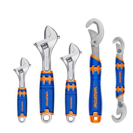 Wadfow - 5 Pieces Drop-Forged Adjustable Wrench Set - Wadfow - 5 Pieces Drop-Forged Adjustable Wr...