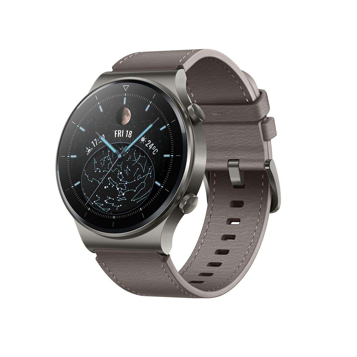 Huawei GT 2 Pro Smartwatch - Sapphire Watch Dial with Nebula Grey Leather Band
