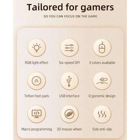 HP - Ergonomic Wired Gaming Mouse With RGB Lighting Effects - Pink