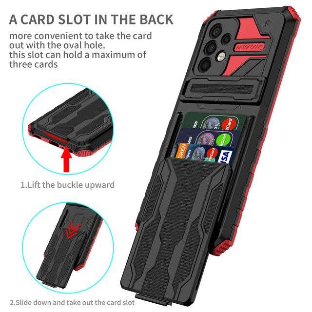 Sliding Hidden Wallet Kickstand Shockproof Heavy Duty Protective Case For Samsung A52