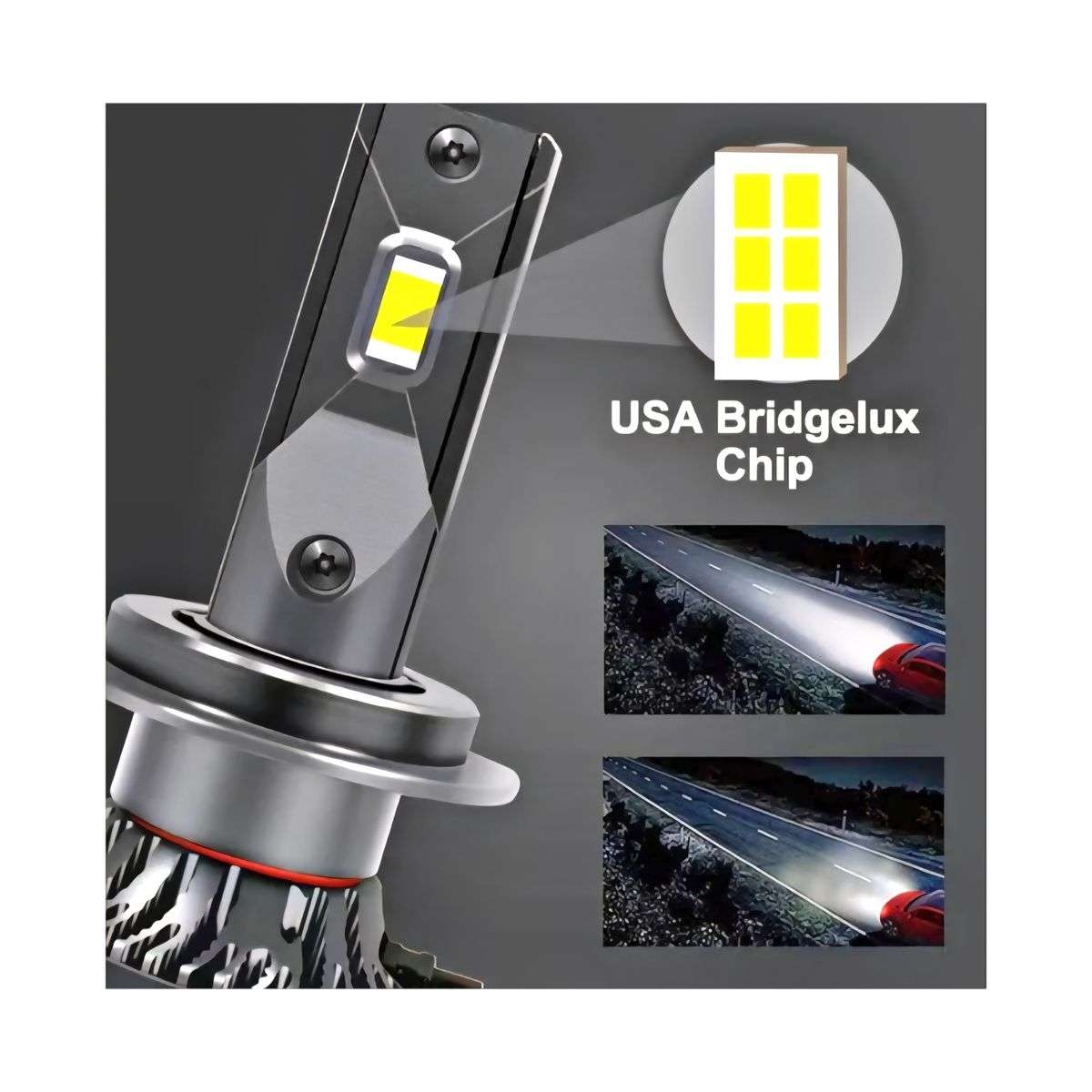 H7 11000LM 45W 6000k Super Bright Led Headlight Bulbs- Pack Of 2